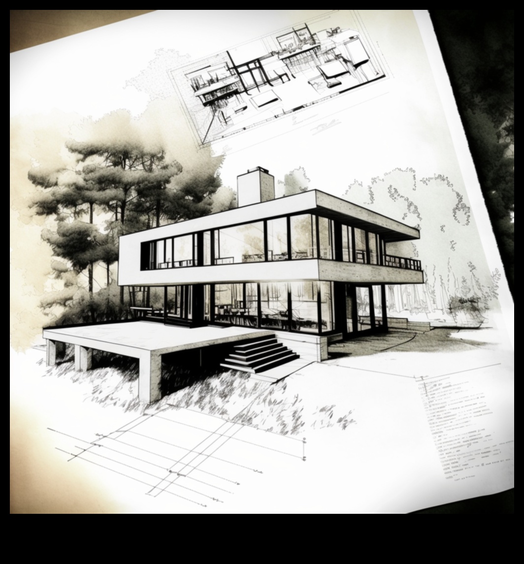 פלאים אדריכליים: שרטוט של אייקונים של עיצוב מודרני